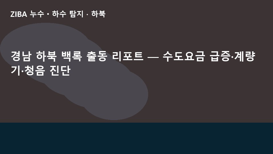 경남 하북 백록 출동 리포트 — 수도요금 급증·계량기·청음 진단